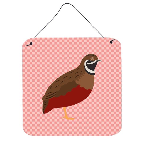 Micasa Chinese Painted or King Quail Pink Check Wall or Door Hanging Prints, 6 x 6 in. MI228566